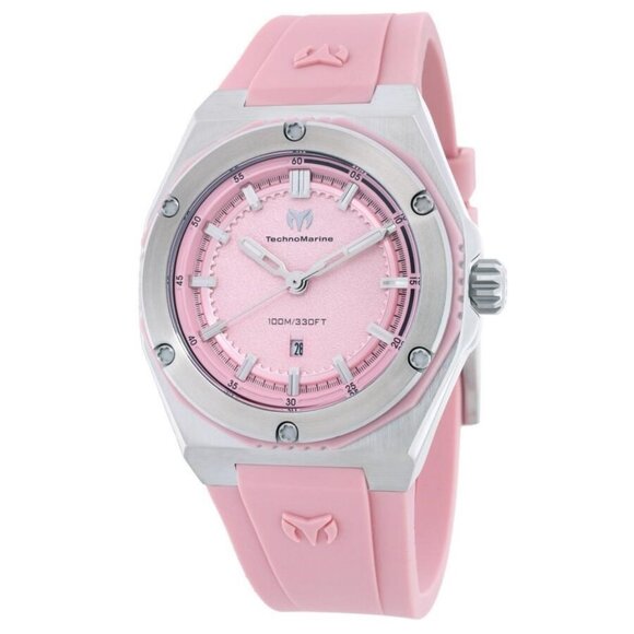 NWT Authentic Technomarine Coral Quartz Pink Dial Women's Watch - Picture 1 of 3